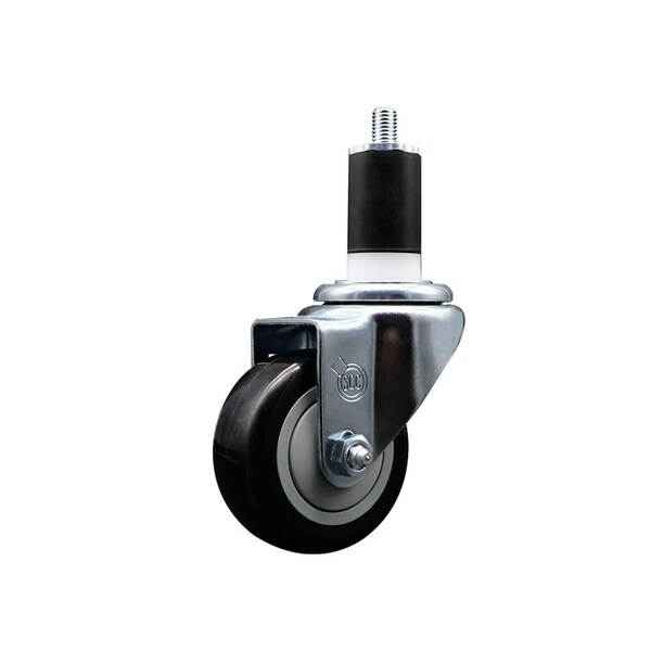 3'' SS Black Poly Wheel Swivel 1-1/2'' Expanding Stem Caster